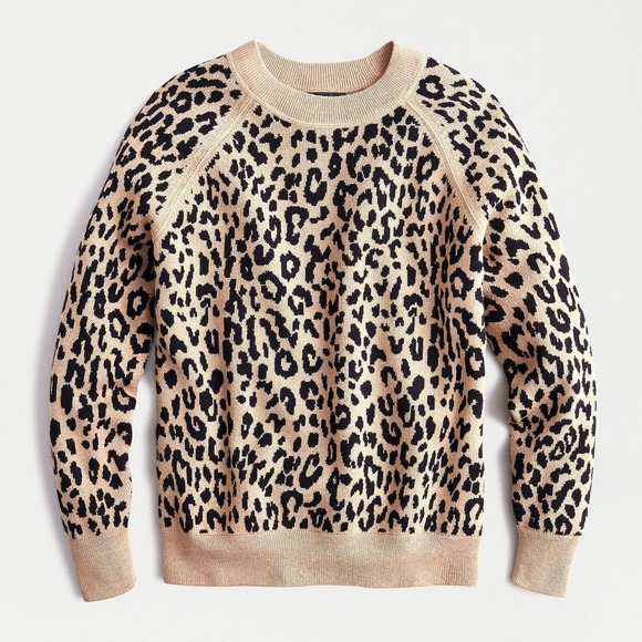 J. Crew Sweaters - J. Crew Boyfriend Crewneck Sweater Leopard Print Re-Imagined Wool AK037 Small